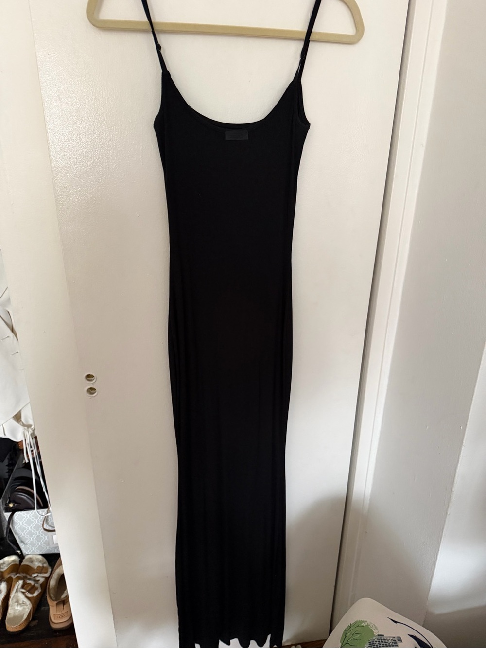 SKIMS Black Spaghetti-Strap Maxi Dress